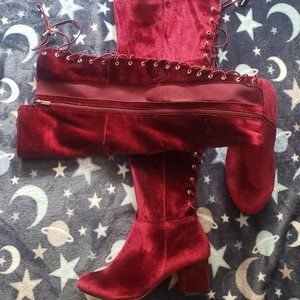 Torrid Over the Knee Velvet Boots